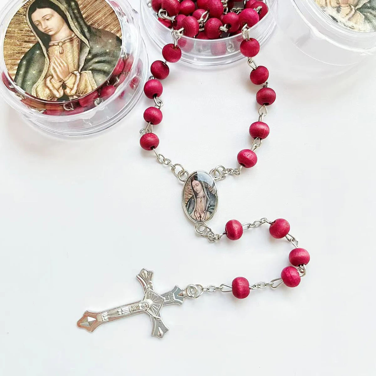 Our Lady of Guadalupe Rose Petal Scented Rosary - 12 Pcs Recurdos De Bautizo Rosario