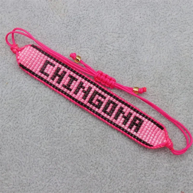 ALIYA Fashion Mexican Beads Bracelet New CHINGONA Letter Bracelets Jewelry Handmade Loom Armband Pulseras for Women Gifts