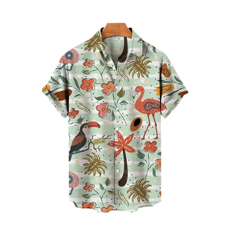 Hawaiian Animal Pattern Vintage Casual T-Shirt For Men 3D Print Leopard Tiger Short-sleeved Shirts Holiday Party Harajuku Tops