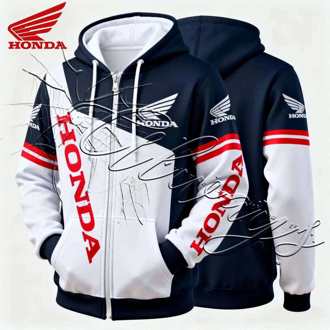 2026 Honda Racing Enthusiasts Sports Cycling Hoodie Outdoor MOTO Off Road Mountain Bike Zipper Hoodie Jacket Fleece for Warmth