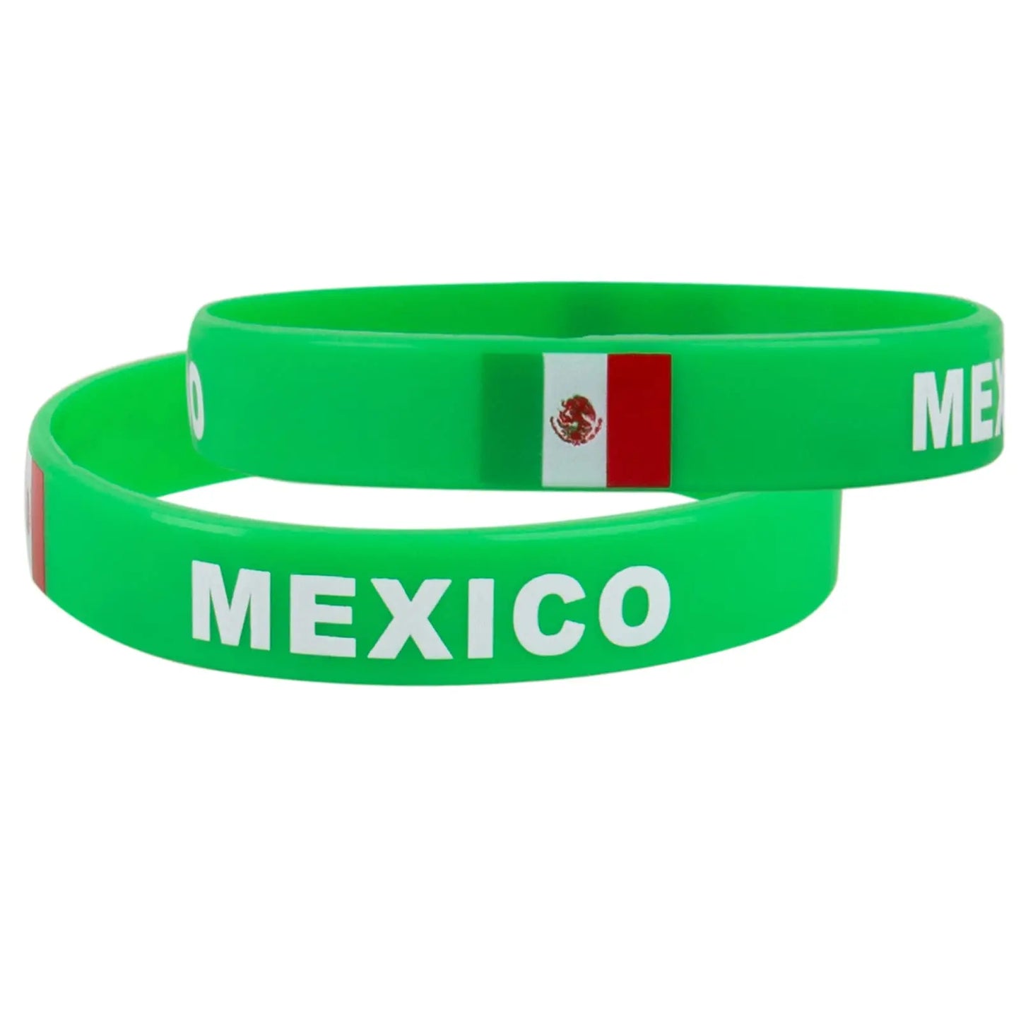 2pcs Mexico Flag Silicone Bracelet Sport Wristbands Mexican Wrist Strap Handband Men Women Rubber Band for Fashion Accessories