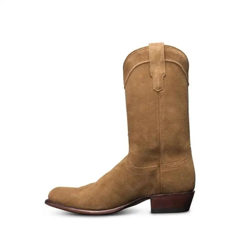 Men's Suede Western Cowboy Boots Square Toe with Cuban Heel for Fall/winter Rodeos & Timeless Country Fashion Statements