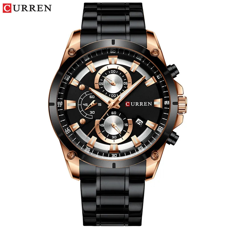 CURREN Man WristWatch Waterproof Chronograph Men Watch Military Top Brand Luxury Gold New Stainless Steel Sport Male Clock 8361