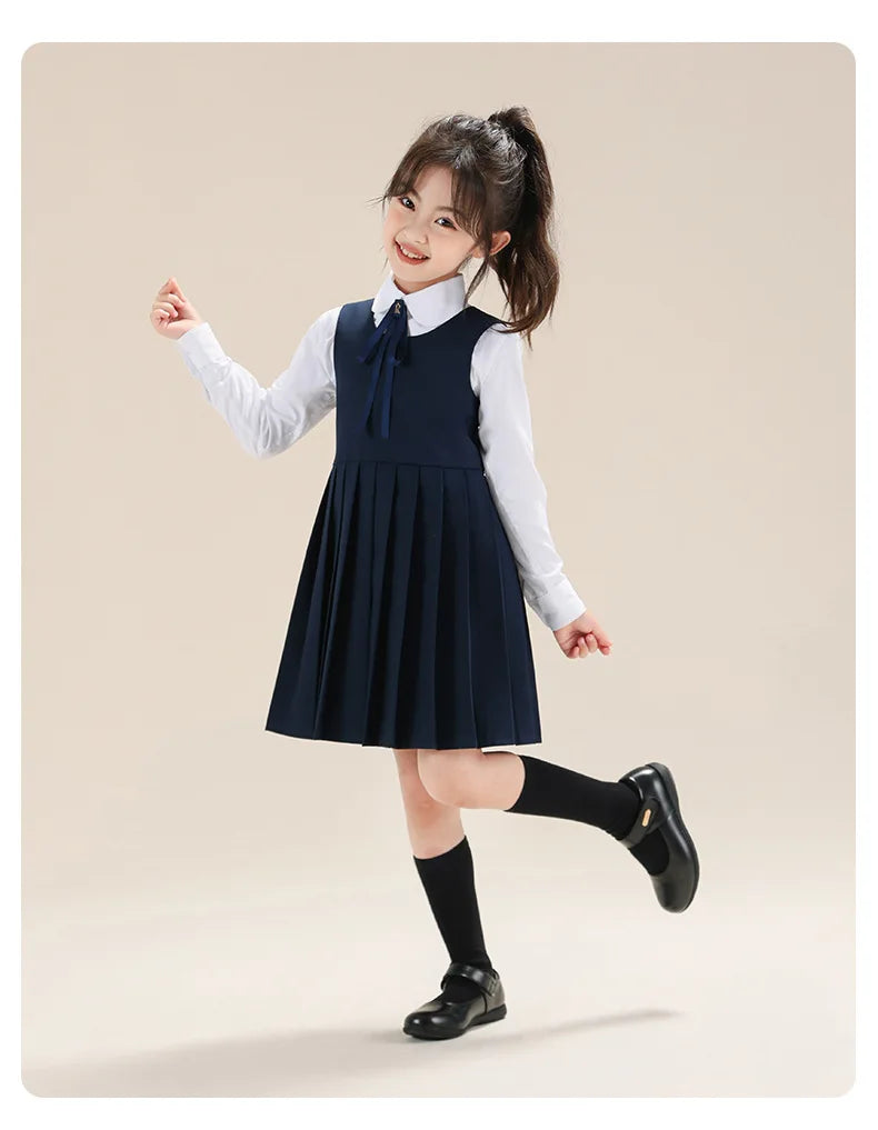 School Uniform Preppy Girls Clothes for Teenagers Baby Elegant Dress  Spring Autumn Children Costumes 8 10 12 13 Years