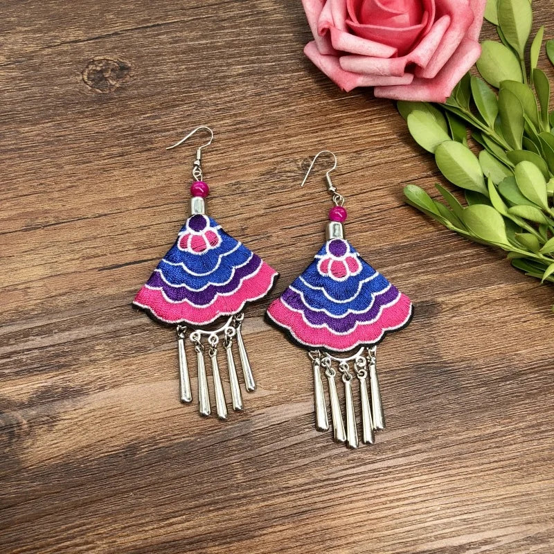 Embroidered Traditional Mexican Earrings Handmade Mexican Embroidered Earrings EAR1000272