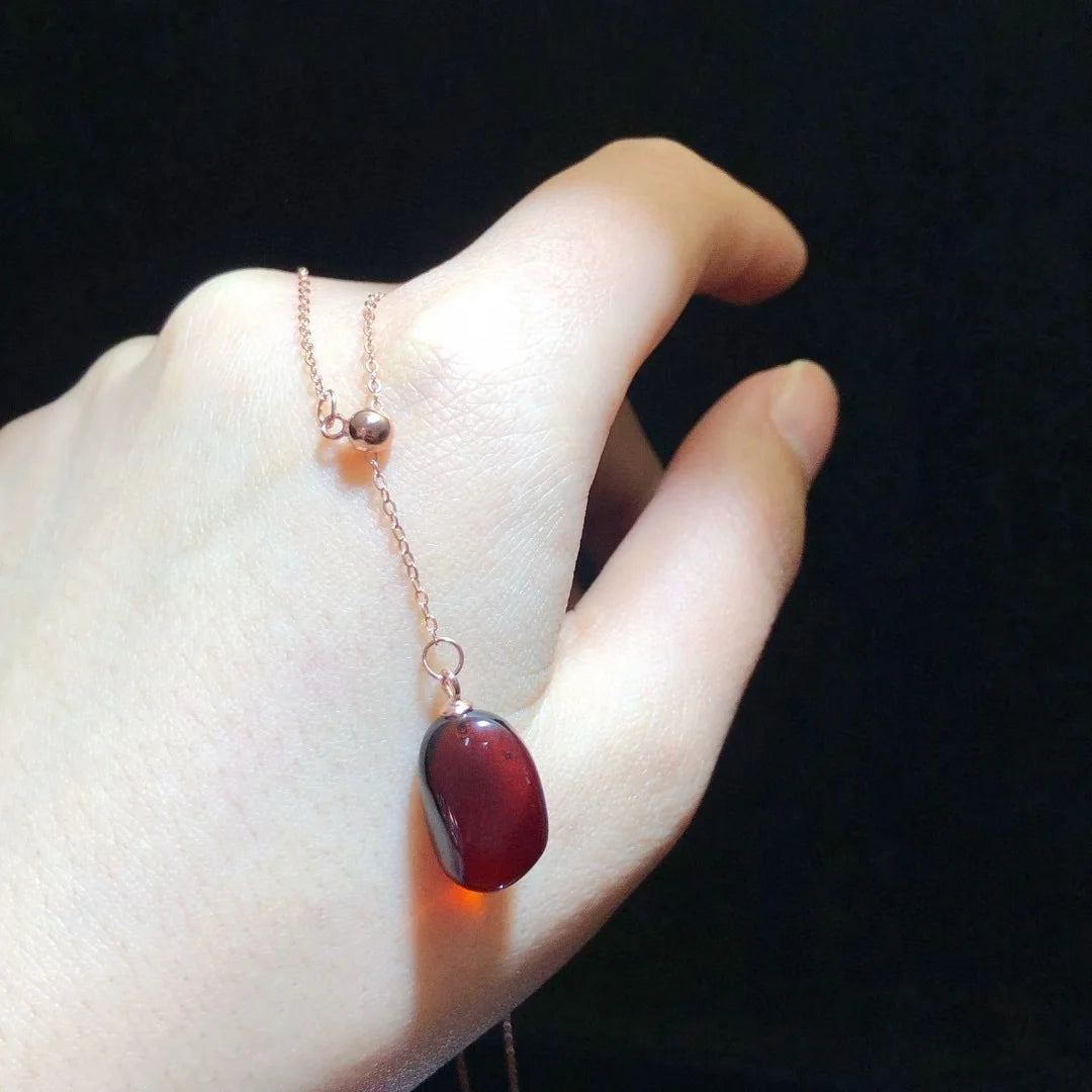 925 Silver Mexican Natural Red Blue Amber Jewelry Set Certificate 18K Rose Gold Teardrop Ear Thread Long Dangle Earring Necklace