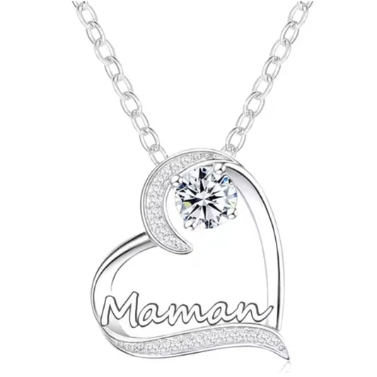 Mother's Day Necklace for Mom Luxury Trendy Pendant Necklace Sparkling Rhinestone Aesthetic Neck Accessories Love Jewelry