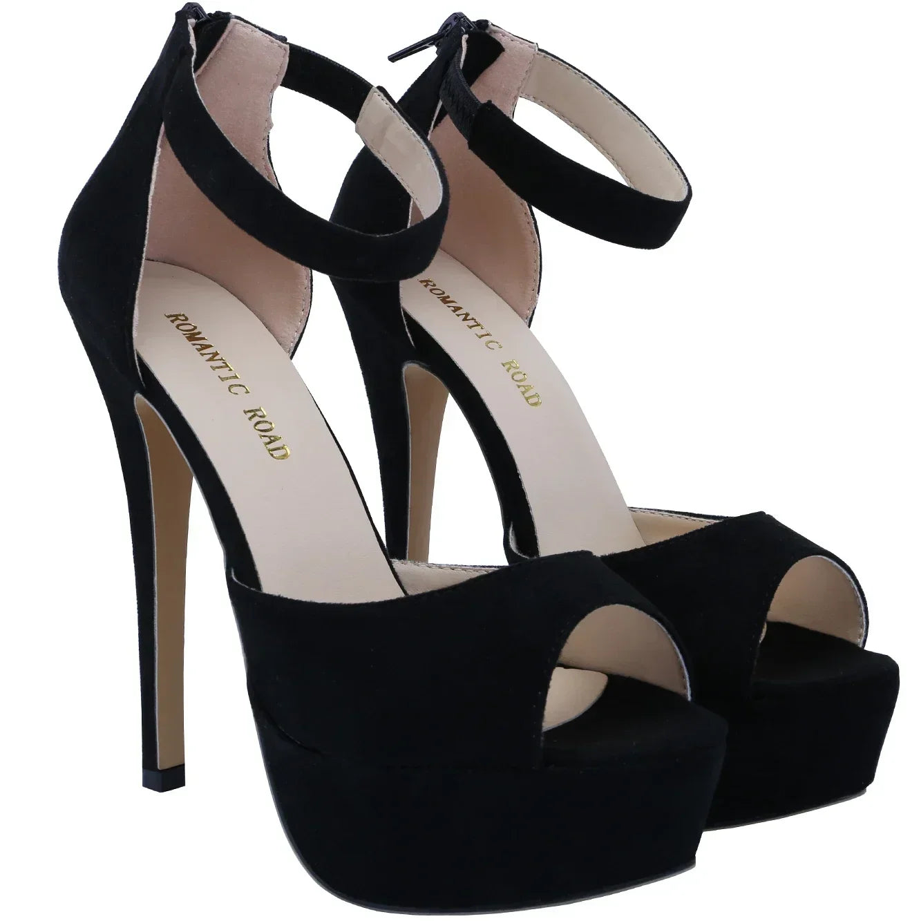 Summer Sexy Pumps Women Platform Sandals Zipper Strap Stripper Pole Dance High Heels Peep Toe Stilettos Lady Party Wedding Shoes