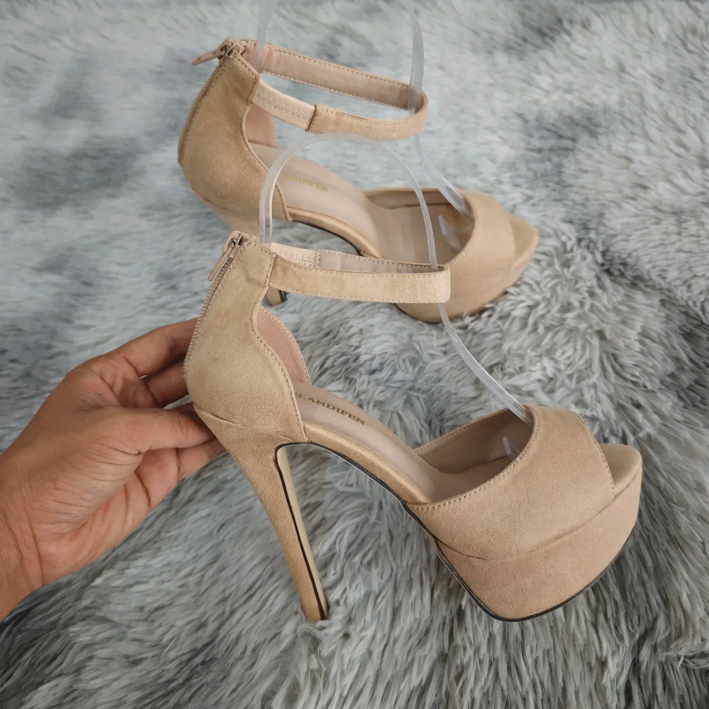 Summer Sexy Pumps Women Platform Sandals Zipper Strap Stripper Pole Dance High Heels Peep Toe Stilettos Lady Party Wedding Shoes