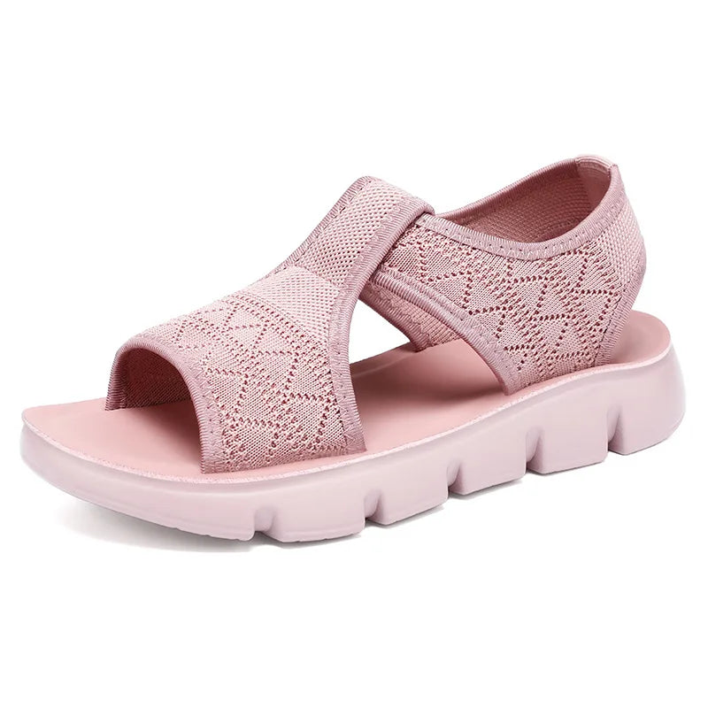 Summer 2026 Women's Breathable Sandals Thick Soled Casual Women's Shoes Half Slippers Mesh Flat Sandals Clearance Treatment
