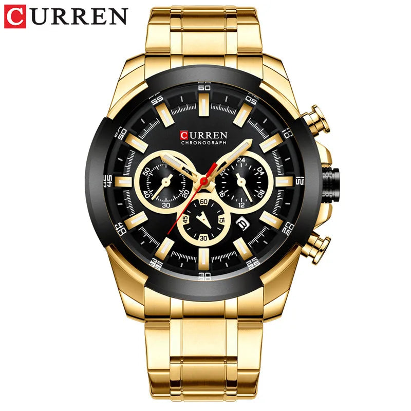 CURREN Man WristWatch Waterproof Chronograph Men Watch Military Top Brand Luxury Gold New Stainless Steel Sport Male Clock 8361