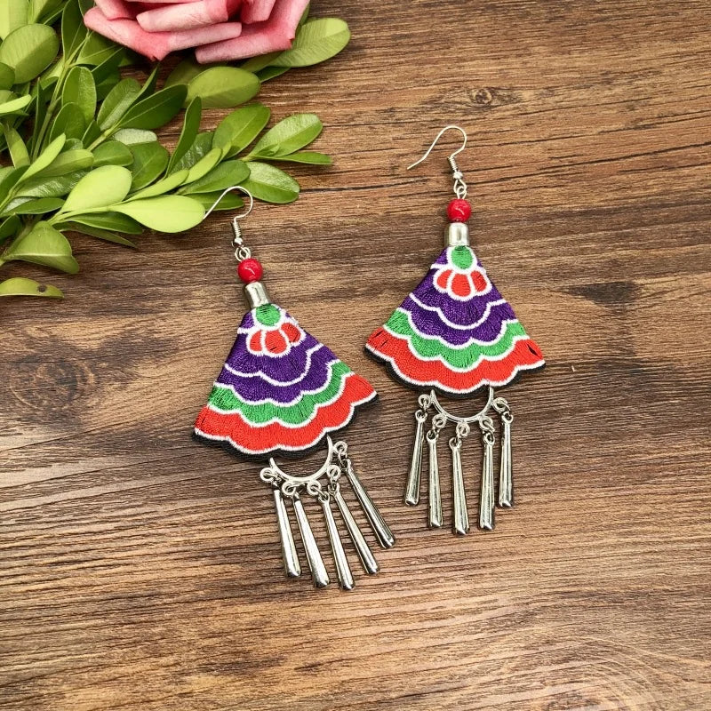 Embroidered Traditional Mexican Earrings Handmade Mexican Embroidered Earrings EAR1000272