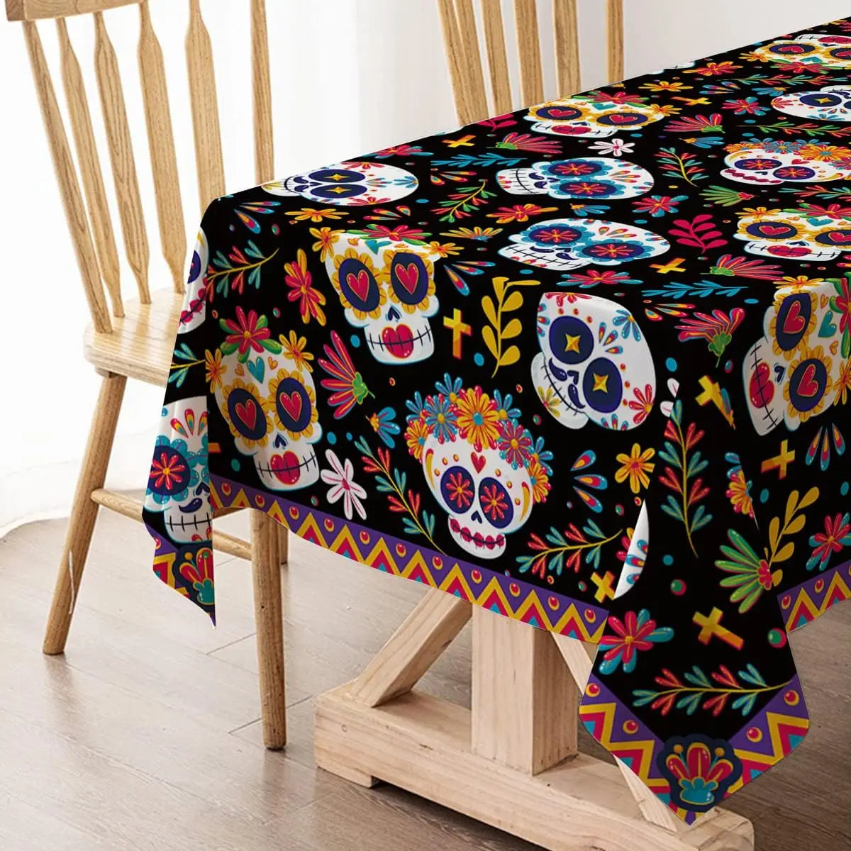 Mexican Dia DE Los Muertos Tablecloths Mexican Festival Decor Day of The Dead Sugar Skull Table Cover Kitchen Dining Table Decor