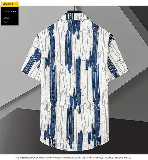 Yidun Jacquard Pocket Shirt Men's Short Sleeve Trendy Style Thin Loose Summer Casual Fashion Slim