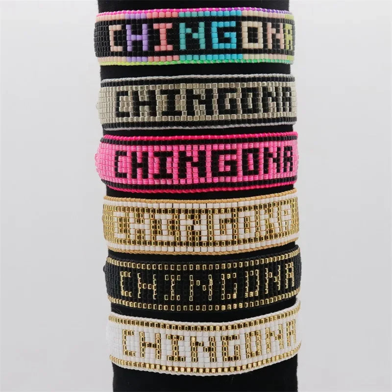 ALIYA Fashion Mexican Beads Bracelet New CHINGONA Letter Bracelets Jewelry Handmade Loom Armband Pulseras for Women Gifts