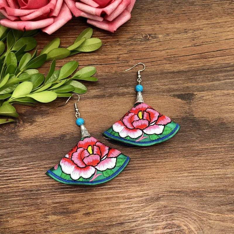 Embroidered Traditional Mexican Earrings Handmade Mexican Embroidered Earrings EAR1000272