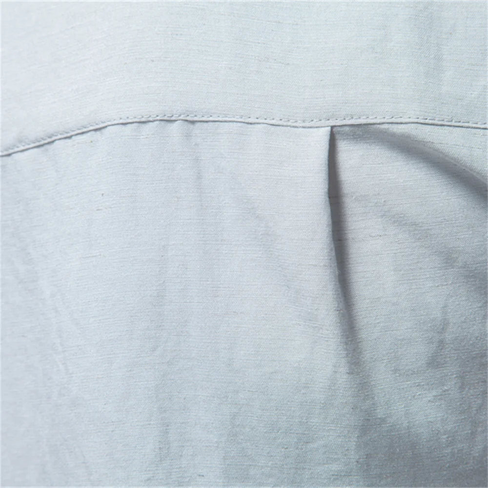 AIOPESON Men's Long Sleeve Cotton Shirt Button down Linen Blend Soft Casual Solid Color Spring Autumn Daily Wear