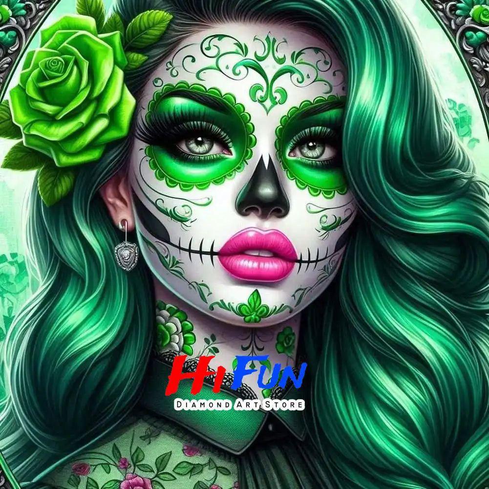 Full Diamond Painting Kits for Adults Kids Beginners DIY Dia De Los Muertos Floral Sugar Skull Art Paint By Gems Crafts Decor