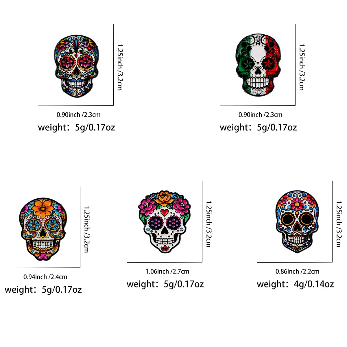 Mexican Skull Enamel Pins Punk Brooches Badge Lapel Pin For Backpack Clothes Accessories Fashion Jewelry Birthday Gifts