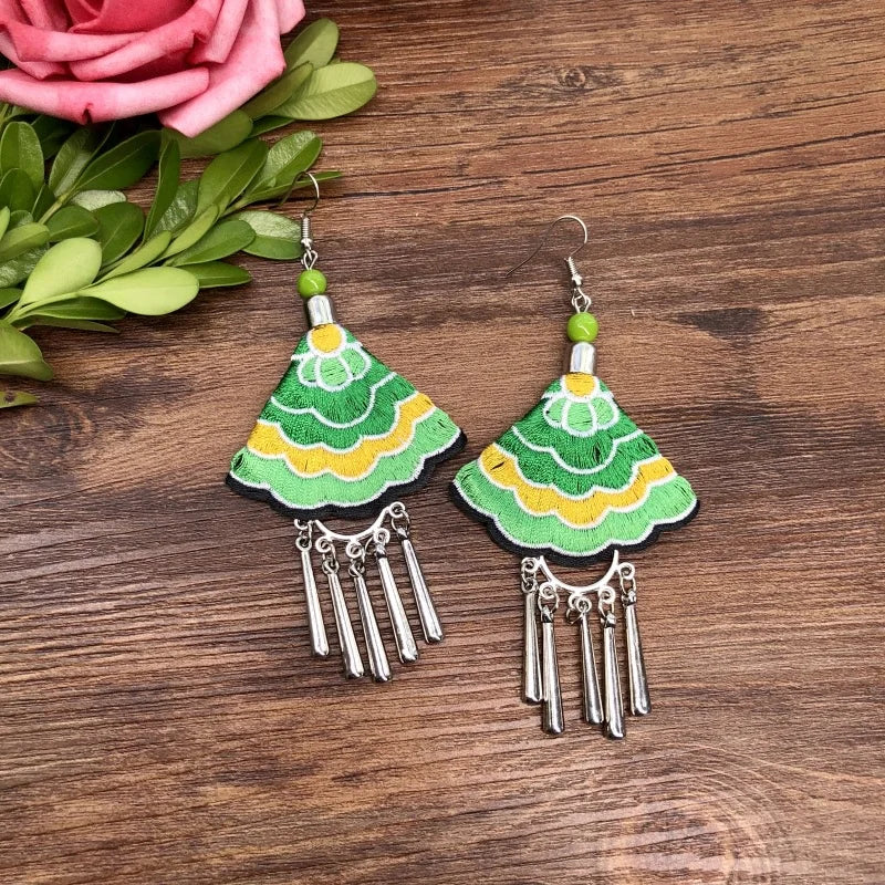Embroidered Traditional Mexican Earrings Handmade Mexican Embroidered Earrings EAR1000272