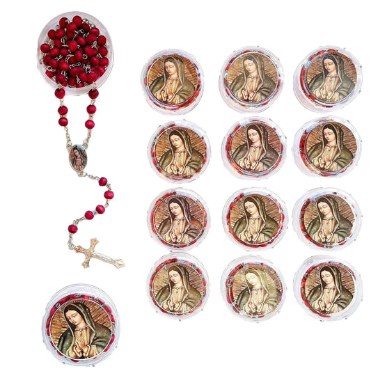 Our Lady of Guadalupe Rose Petal Scented Rosary - 12 Pcs Recurdos De Bautizo Rosario