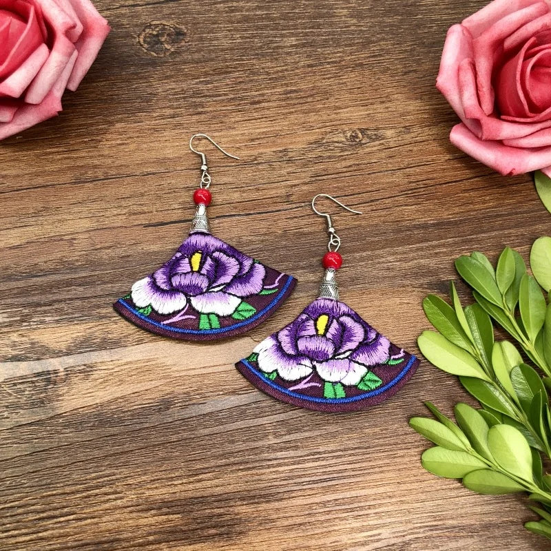 Embroidered Traditional Mexican Earrings Handmade Mexican Embroidered Earrings EAR1000272