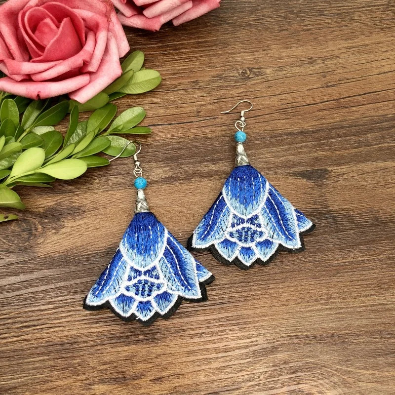 Embroidered Traditional Mexican Earrings Handmade Mexican Embroidered Earrings EAR1000272
