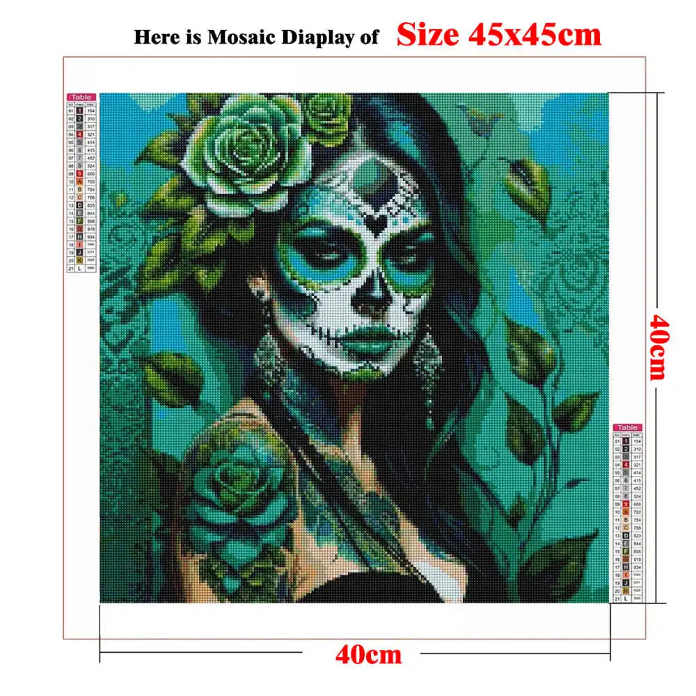 Full Diamond Painting Kits for Adults Kids Beginners DIY Dia De Los Muertos Floral Sugar Skull Art Paint By Gems Crafts Decor