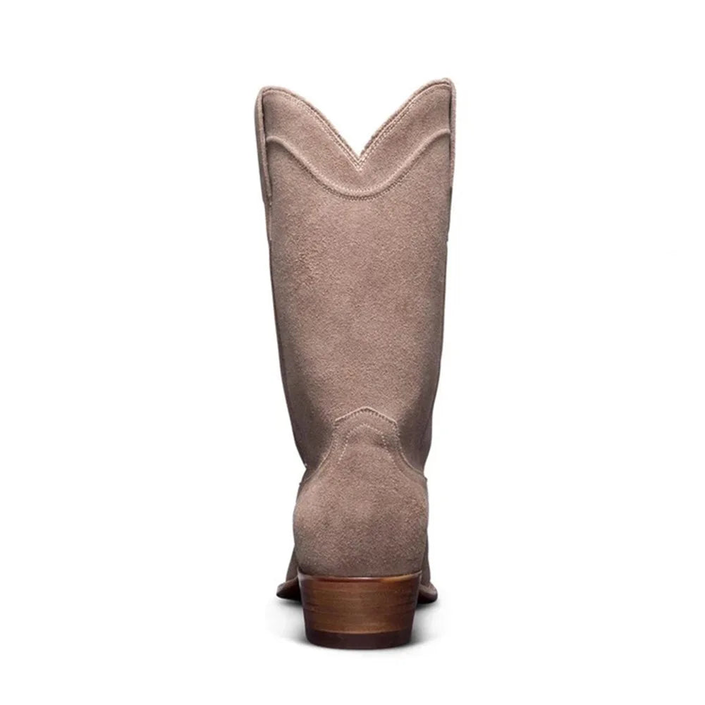 Men's Suede Western Cowboy Boots Square Toe with Cuban Heel for Fall/winter Rodeos & Timeless Country Fashion Statements