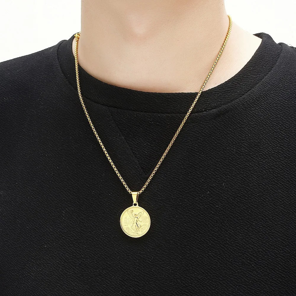 Men Women Round Mexican Coin Centenario Moneda 50 Pesos Pendant Necklace