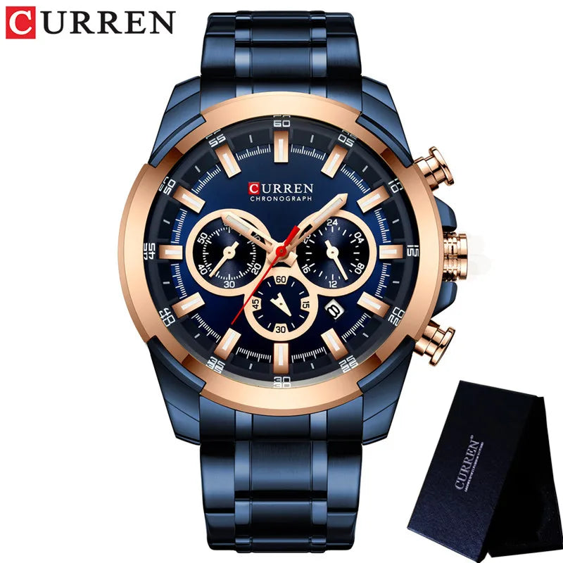 CURREN Man WristWatch Waterproof Chronograph Men Watch Military Top Brand Luxury Gold New Stainless Steel Sport Male Clock 8361
