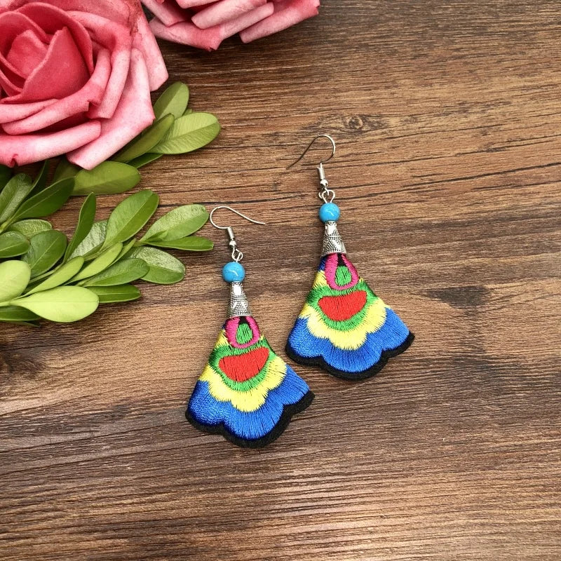 Embroidered Traditional Mexican Earrings Handmade Mexican Embroidered Earrings EAR1000272
