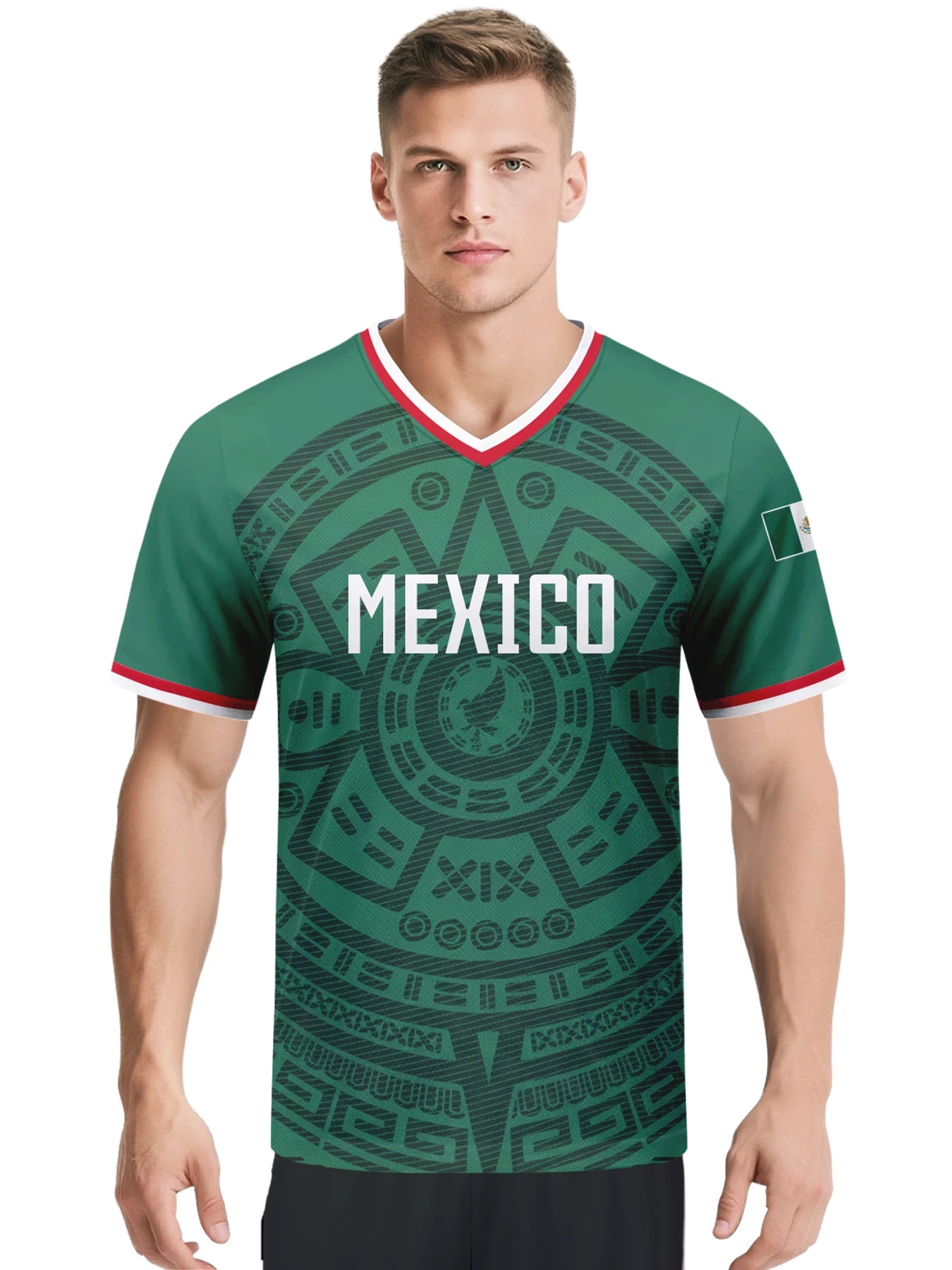 Custom Mexico Football Jersey Personalized with Name Number V-neck Soccer National Team Shirt for Men Youth Women