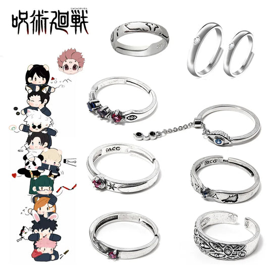Anime Jujutsu Kaisen Ring Two-sided Sukuna Gojo Satoru Fushiguro Megumi COS Devil's Eye Ring Jewelry Accessories Cosplay Gift