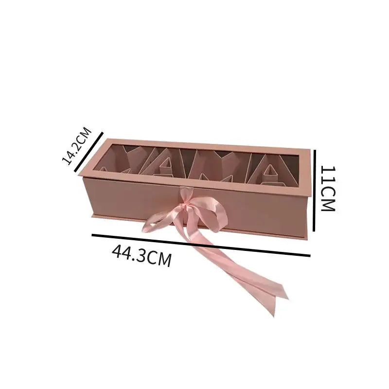 Mother's Day gift box letters MAMA can be used to pack flowers in the gift box, DIY ribbon love cardboard