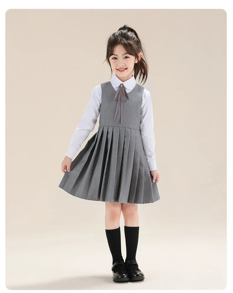 School Uniform Preppy Girls Clothes for Teenagers Baby Elegant Dress  Spring Autumn Children Costumes 8 10 12 13 Years