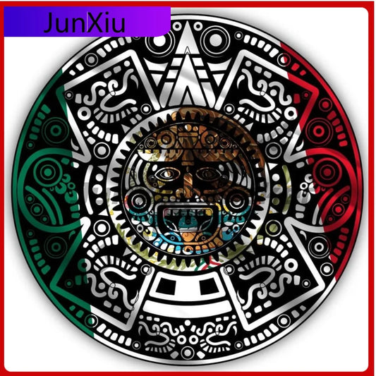 Aztec Calendar Mexico Flag Shaped Vinyl Sticker Exterior Decal Accessories Culture Country Flag Decal Camper Windows Windshield
