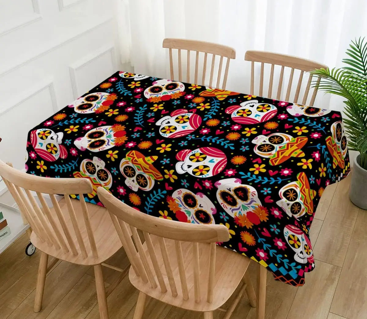 Mexican Dia DE Los Muertos Tablecloths Mexican Festival Decor Day of The Dead Sugar Skull Table Cover Kitchen Dining Table Decor