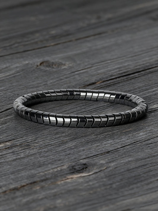 Hematite Bracelet Twisted Beads Natural Stone Minimalist String For Vigour Protection Grounding & Strength Healthy Jewelry Gift