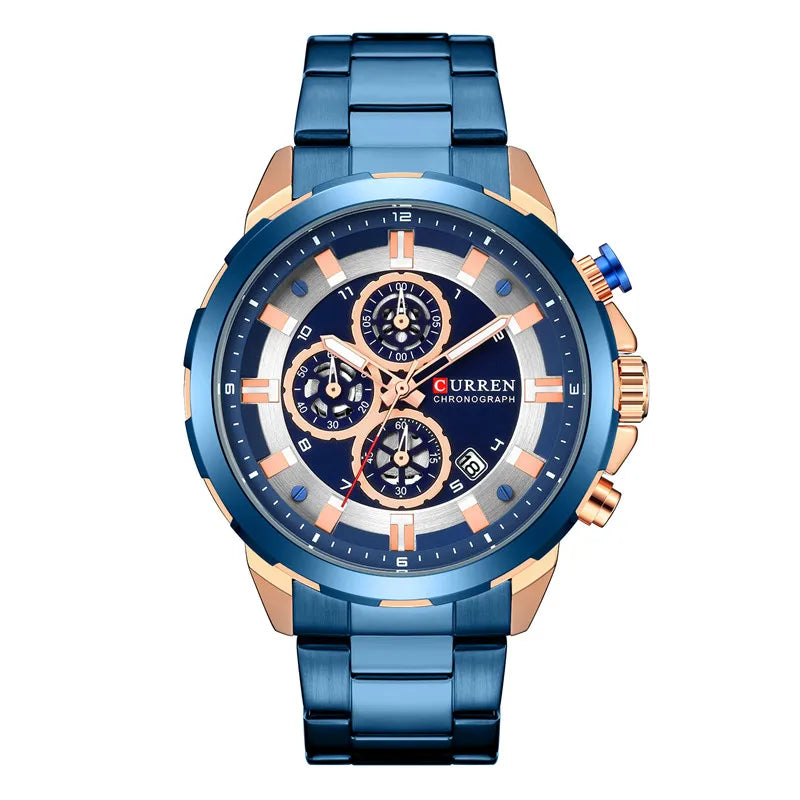 CURREN Man WristWatch Waterproof Chronograph Men Watch Military Top Brand Luxury Gold New Stainless Steel Sport Male Clock 8361