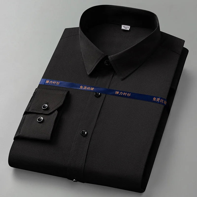Men Shirt Long Sleeves Dress Shirts For Men Slim Fit Camisa Social Business Blouse White Blue Office Shirt Men Clothing 7XL 8XL
