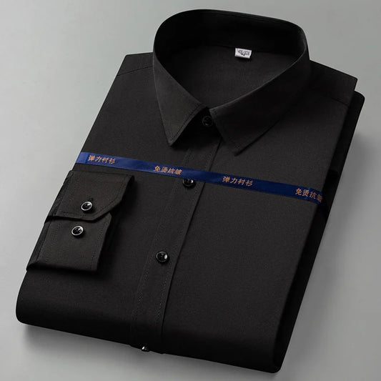 Men Shirt Long Sleeves Dress Shirts For Men Slim Fit Camisa Social Business Blouse White Blue Office Shirt Men Clothing 7XL 8XL