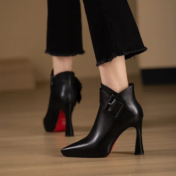 High heeled boots for women 2025 autumn and winter new short boots women's belt buckle sexy boots