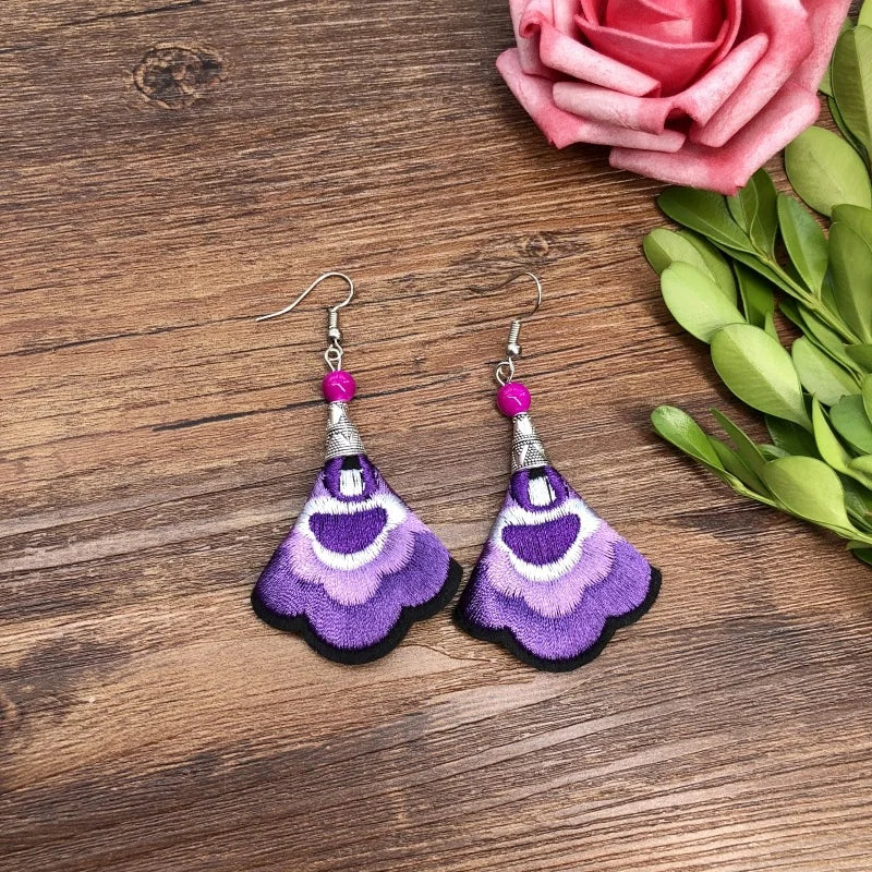 Embroidered Traditional Mexican Earrings Handmade Mexican Embroidered Earrings EAR1000272