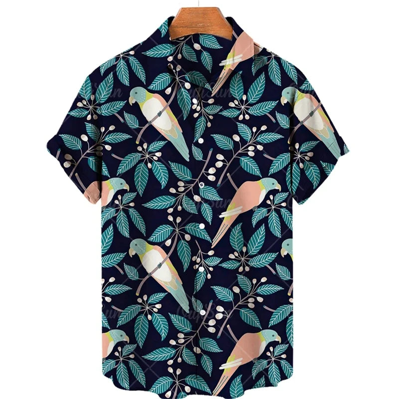 Hawaiian Animal Pattern Vintage Casual T-Shirt For Men 3D Print Leopard Tiger Short-sleeved Shirts Holiday Party Harajuku Tops