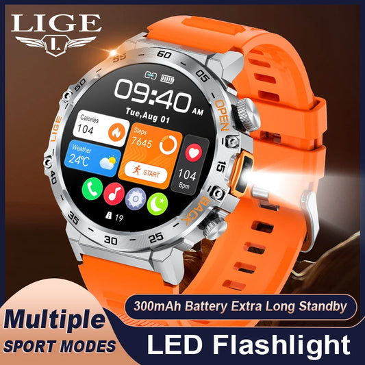 Original LIGE Smart Watch 1.53'' HD Screen Life Waterproof Sport Fitness Watches Flashlight New Men Smartwatch For Andriod IOS