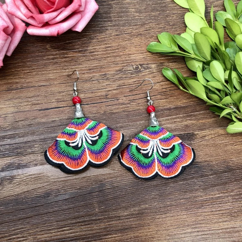 Embroidered Traditional Mexican Earrings Handmade Mexican Embroidered Earrings EAR1000272