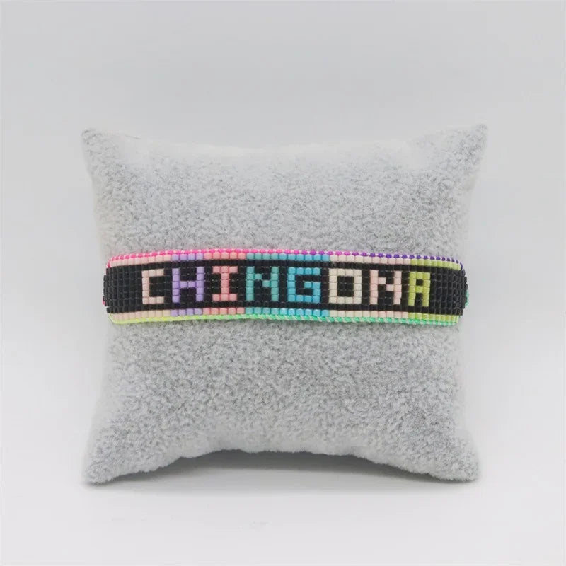 ALIYA Fashion Mexican Beads Bracelet New CHINGONA Letter Bracelets Jewelry Handmade Loom Armband Pulseras for Women Gifts