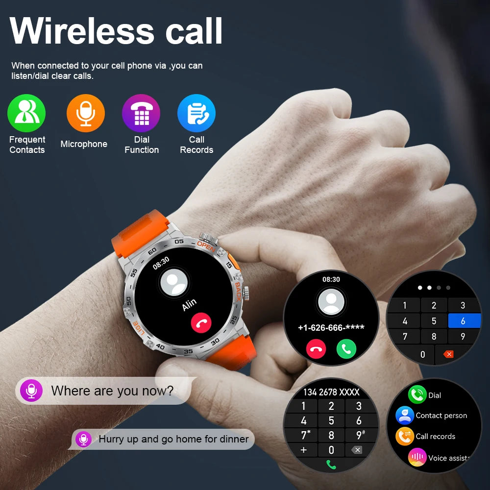 Original LIGE Smart Watch 1.53'' HD Screen Life Waterproof Sport Fitness Watches Flashlight New Men Smartwatch For Andriod IOS