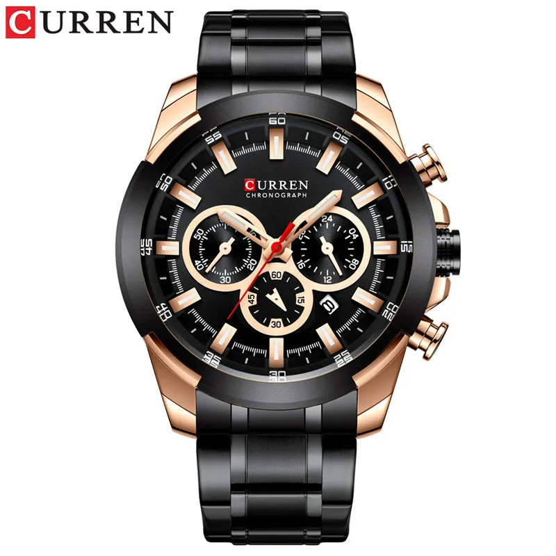 CURREN Man WristWatch Waterproof Chronograph Men Watch Military Top Brand Luxury Gold New Stainless Steel Sport Male Clock 8361